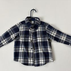 Toddler Boys Long Sleeve Button Up Shirt 2T Blue/White (Old Navy)