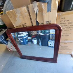 Cherry Wood Dresser Mirror 