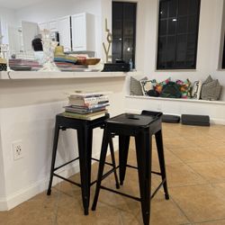 2 Metal Counter Stools 