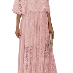 Off The Shoulder Floral Lace Maxi Dress