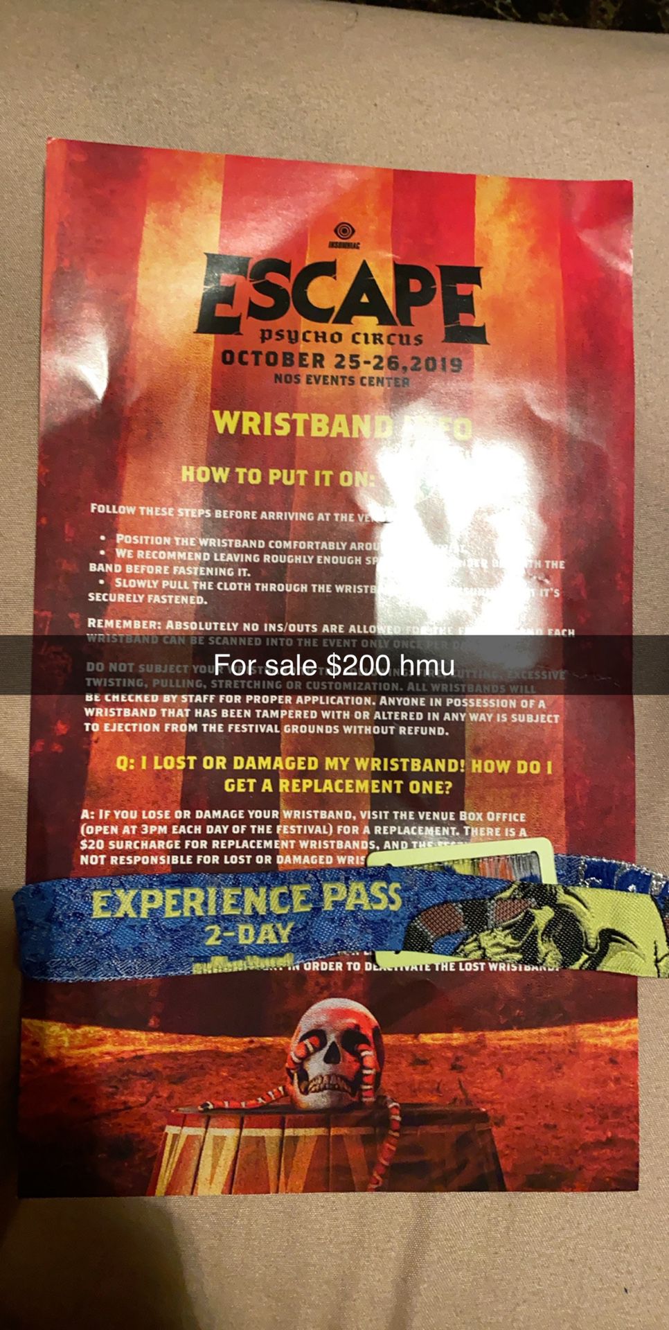 Escape psycho circus tickets for October 25-26
