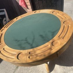Solid Oak Wood Poker Table With 5 Chairs