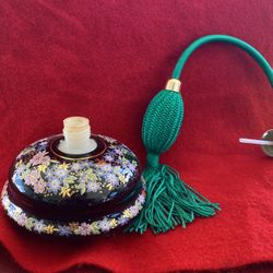 Vintage Made In Greece 24k Black & Gold Ceramic Refillable Spray Perfume Imported Greece (Empty)