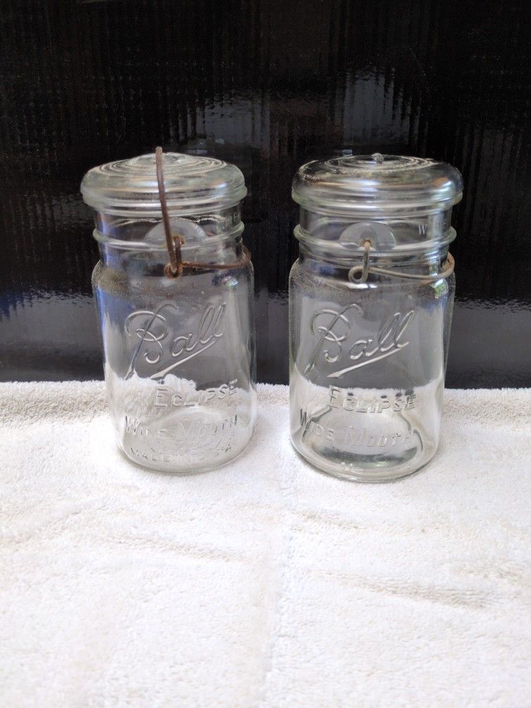Vintage Ball Eclipse Quart Canning Jars With Glass Lids