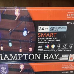 Hampton Bay
Smart Black 12-Light 24 ft. Indoor/Outdoor Plug-in Integrated LED RGBW String Light with Party Mode Powered by Hubspace