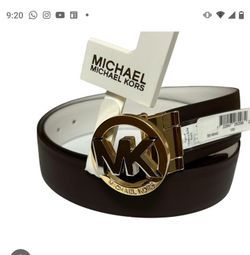 NWT Michael Kors Ladies Belt With Gold And Black Mk Logo 