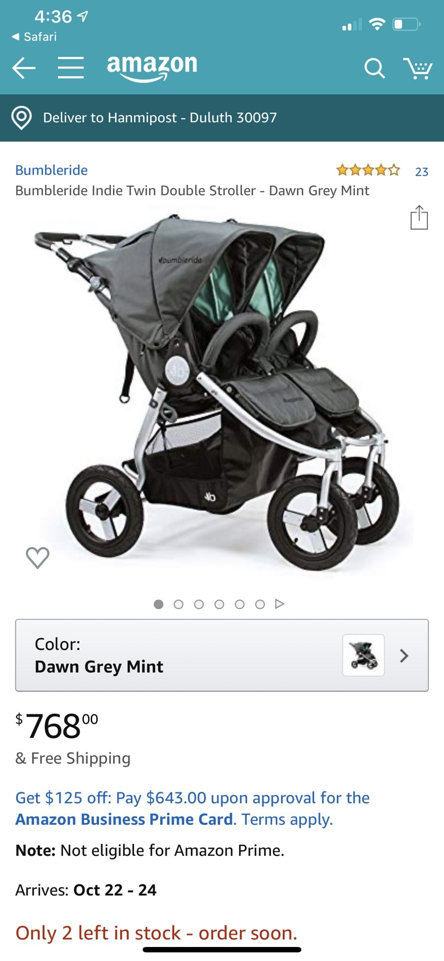 Bumbleride indie twin double baby stroller