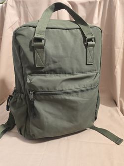 Green Multi Pocket Backpack with Top Handle