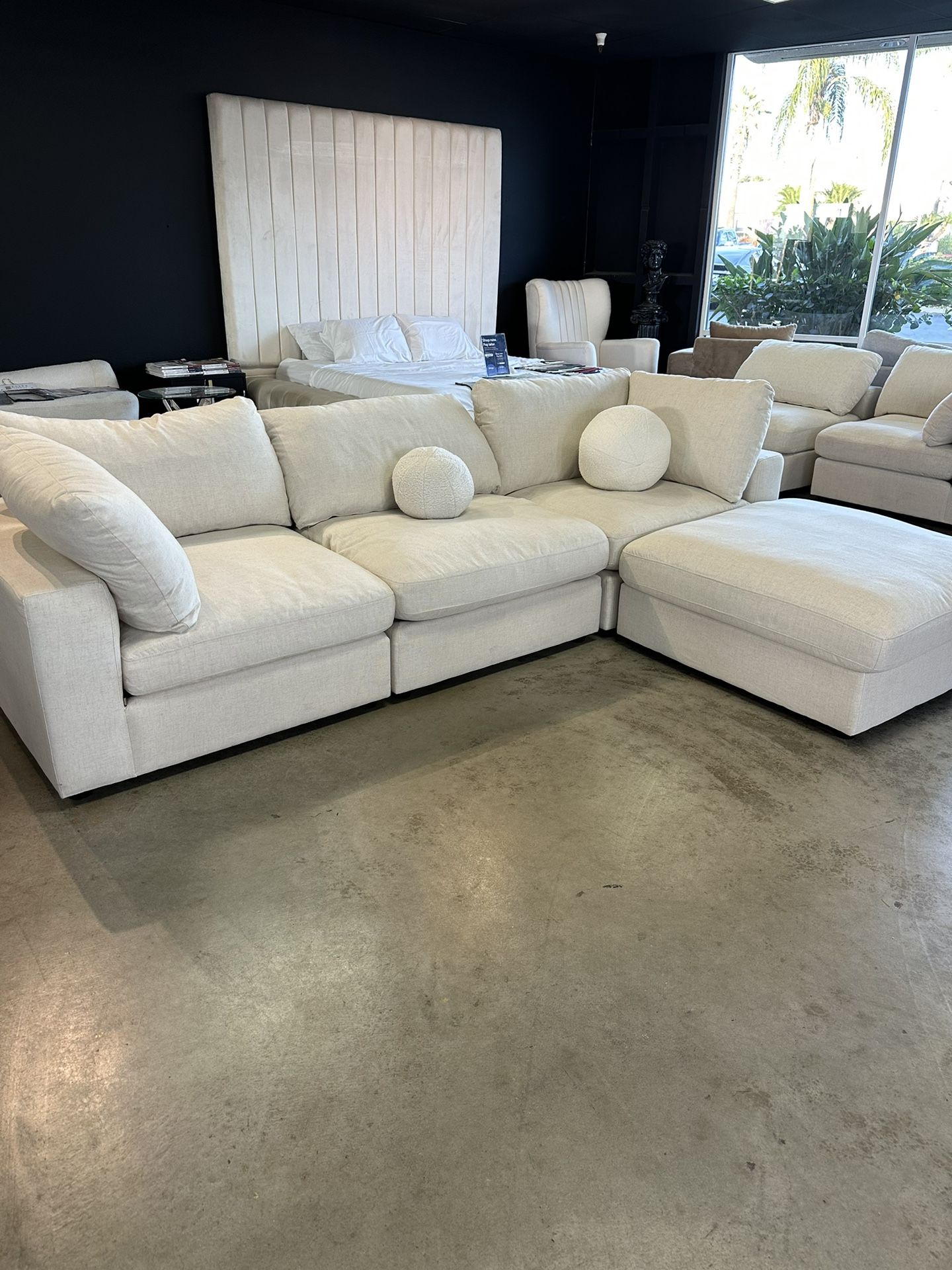 Modular “Cloud” Couch Sectional Sofa Chaise with Reversible Ottoman