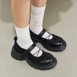 Platform Mary Jane Flats in Black