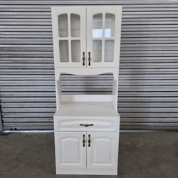 White Kitchen storage microwave cabinet