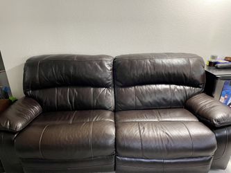 Leather Couch, Brown ,electric Recliner