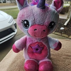 Unicorn Bear. Lights Up Where Star Is. Can See Stars Reflect On Ceiling 
