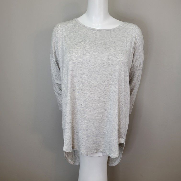 Papermoon Aubrey Cold Shoulder Tunic Top Hi-Lo Hem 3/4 Sleeve Casual Gray Size XL