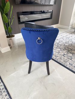 4 blue dinning chairs