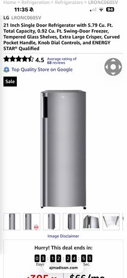 Lg single handle refrigerator/freezer