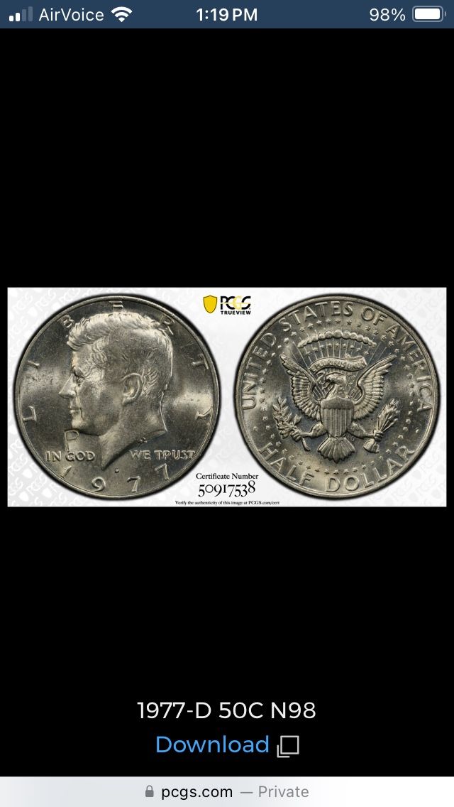 Investment Kennedy P&D Half Dollar Graded Coin