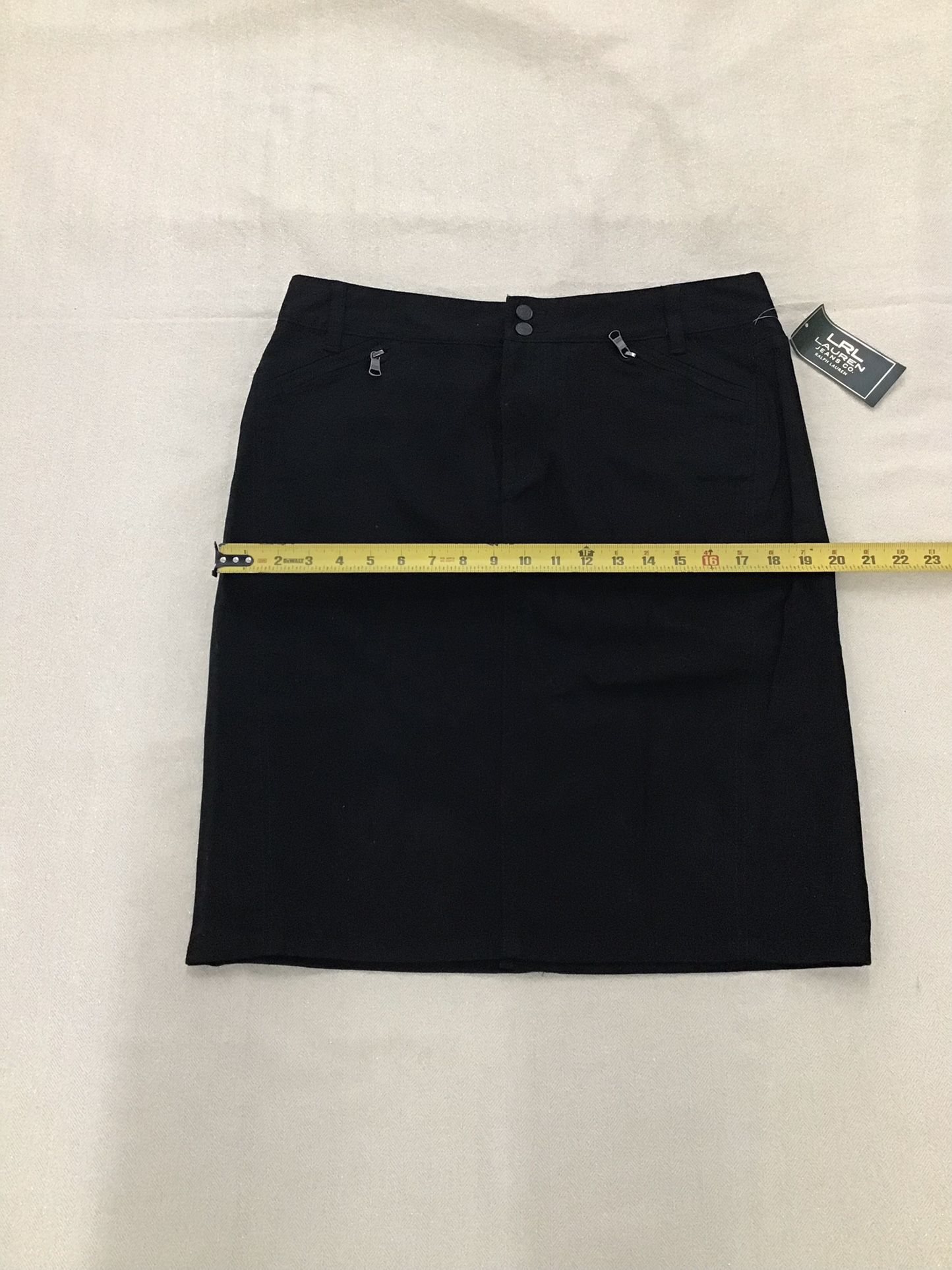 New With Tags RALPH LAUREN black denim skirt size 10