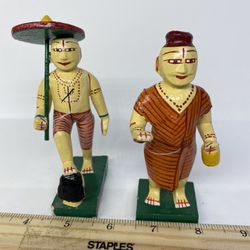 SET OF SMALL VAMANA & BUDDHA AVATAR WOOD DOLLS OF INDIA. 
