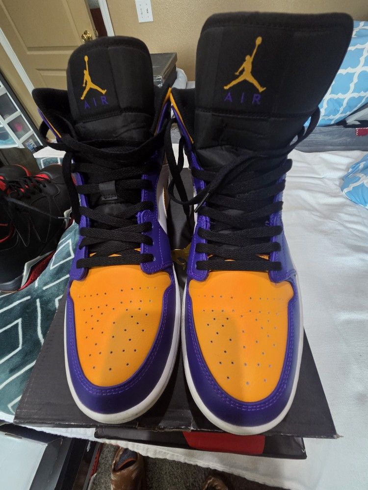 Jordan1mid Darkconcord/yaxiwhite-Black Concord Fonce Size 14