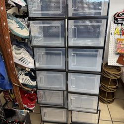 Foldable Shoe Boxes, Pack of 18 Stackable Shoe Storage Organizer