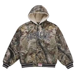 Supreme Mitchell & Ness Lined Hooded Satin Varsity Jacket