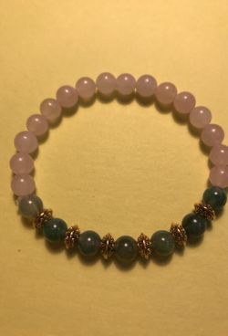 Rose quartz and agate bracelet