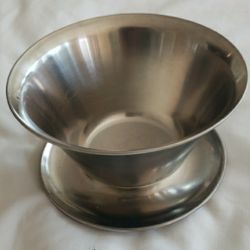 Vtg Leonard Stainless Steel Serving Bowl with Attached Base 