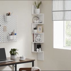 White Corner Shelf Bundle, Floating Wall Shelves with Zigzag Design