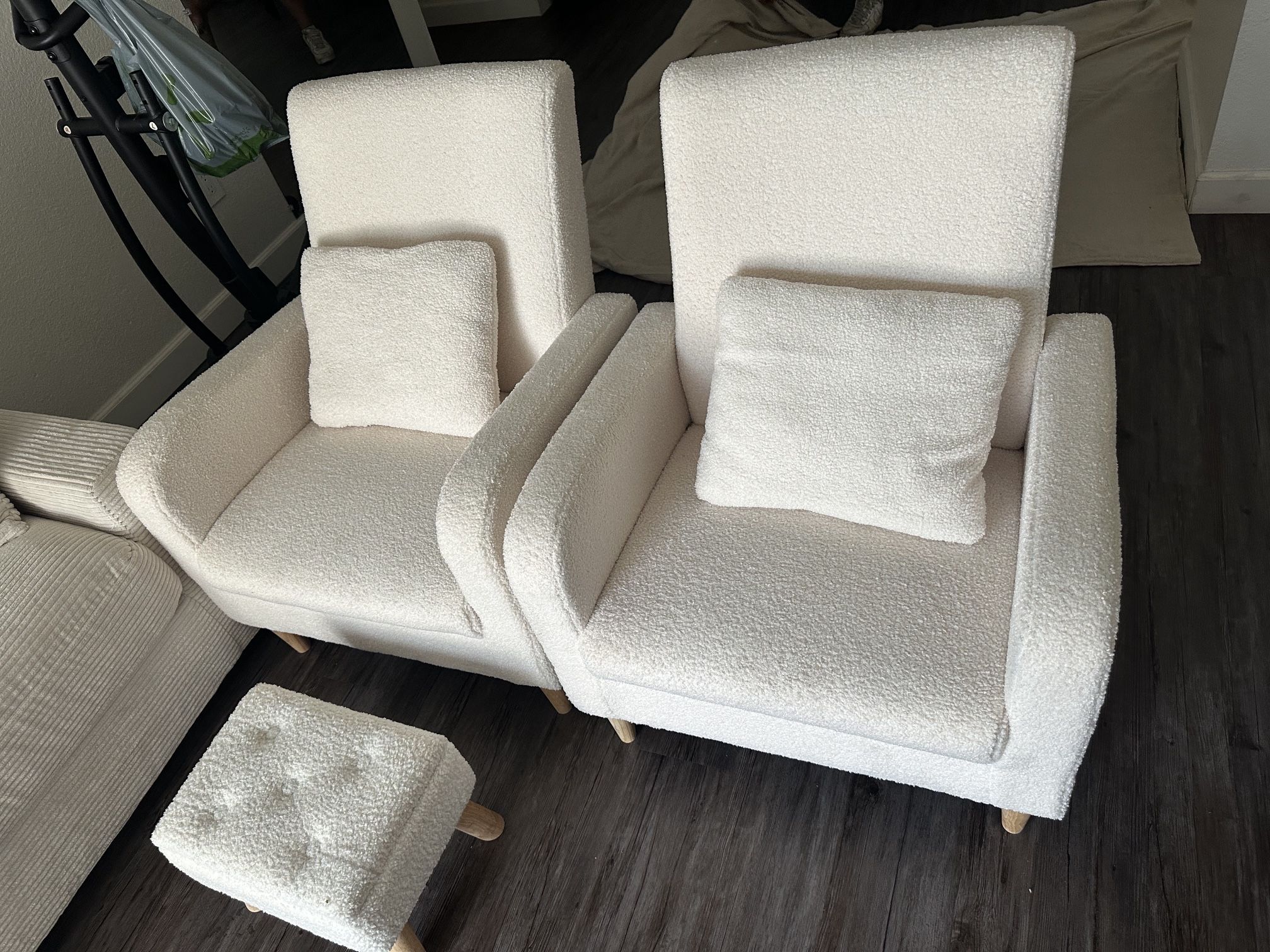COLAMY Sherpa Accent Living Room Chairs Set of 2 and Beige Sofa