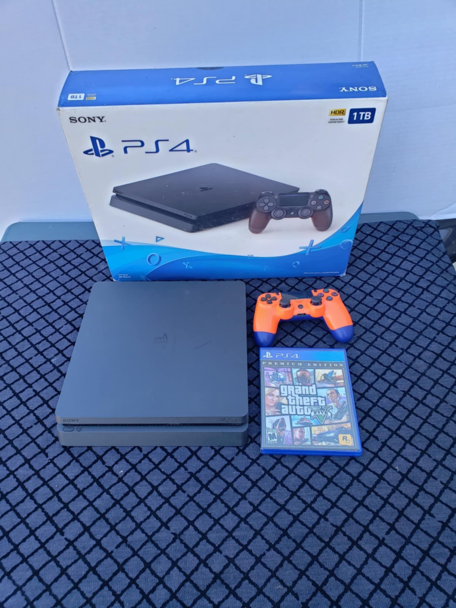 Grand theft auto 5 GT5 With 1 Controller. All cables Open BOx New Conditions PS4 Slim 1TB Playstation 4 Slim 1,000GB $220! The lowest. $15 per Extra G