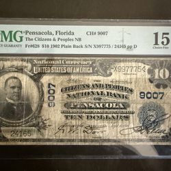 1902 Pansacola Fl $10 Grade Note 