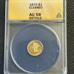 1870 Gold One Dollar Us Coin.    $1200.