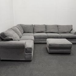 Jeromes Gray Sectional Couch with ottoman, deep cleaned. We deliver & setup.