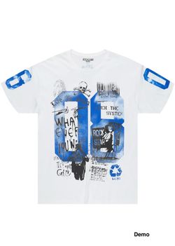 Rockstar Original Grill 2.0 White/Blue Oversized Graphic T-Shirt (Medium)