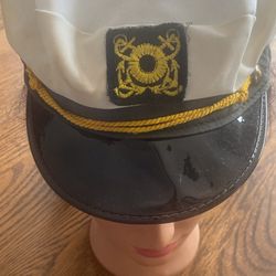Vtg Captain Sailor Cap Hat White Uniform Costume Party Ship Yacht Boat