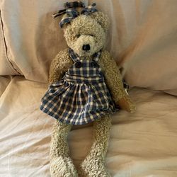 Vintage Good Stuff Teddy Bear Wearing Plaid Dress