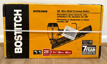 Bostitch Pneumatic Wired Weld Framing Nailer 3-1/4 in 28 Degree Clip Head/Roundhead New In Box