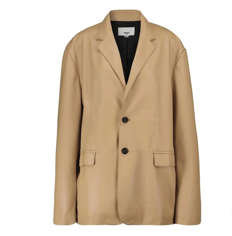 The Frankie Shop Faux Leather Olympia Blazer Butter Tan XS/S Oversized Fit