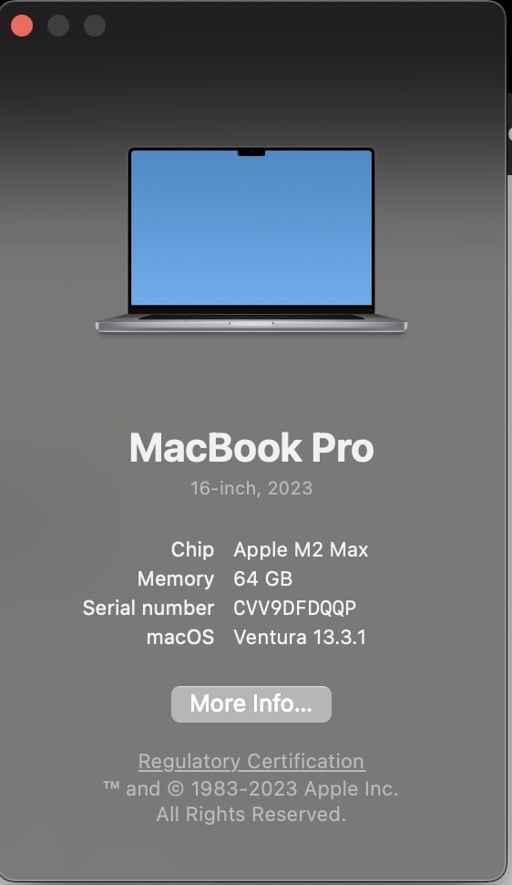 Mac Book Pro M2 Max16 Inch