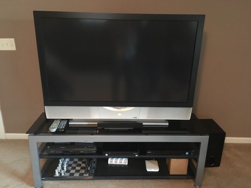 JVC HD-52Z575 52-inch TV, remote and TV stand