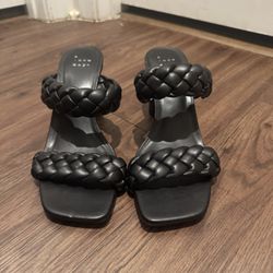 A New Day Black Braided Heeled Sandals Size 6