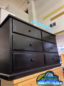 Six drawer dresser black pinewood cajonera Comoda de Pino Nuevo