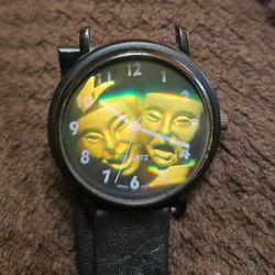 Vintage 3D ART Unisex 38mm HOLO Comedy Tragedy Theater Drama Hologram Faces - Needs Band & Battery 