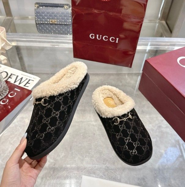 Fall/Winter New Arrival Women's Calfskin Horsebit Wool Slippers