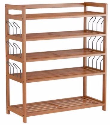 Homfa Bamboo Shoe Shelf Storage Organizer