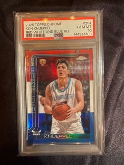 2025-26 Topps Chrome - Kon Knueppel #254 Red White & Blue Refractor (RC) PSA 10