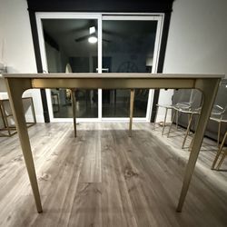 West Elm Modern Gold Leg Dining Table