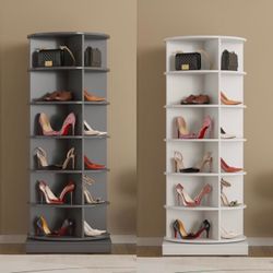360° Rotating Shoe Cabinet | 6 Layers | Space-Saving Organizer for 24 Pairs,