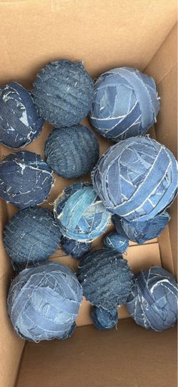 Handmade Denim Fabric Balls Set